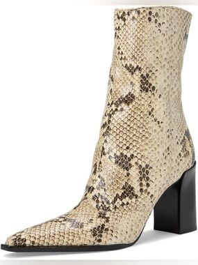 Schutz Boots Sz Various Rafaella Snake-Print Pointed Toe Ankle Bootie Feminine